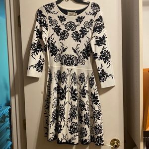 Eliza J floral black and white peplum dress